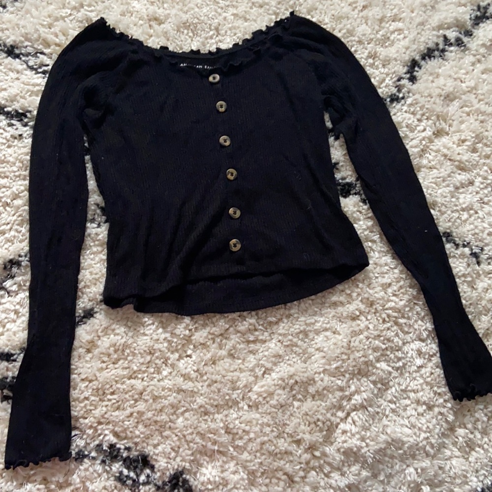 Cropped long sleeve sweater